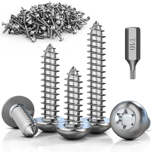 ddckj 100 Stück Selbstschneidende Schrauben M3x10mm Holzschrauben Torx Blechschrauben Edelstahl Vollgewinde Linsenkopfschrauben A2 V2A Rundkopfschrauben Silber von ddckj
