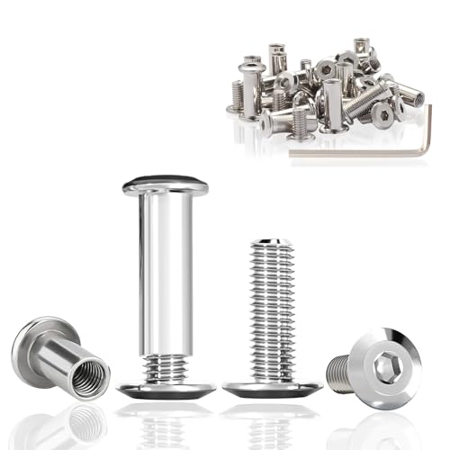 ddckj 21 Stück Verbindungsschrauben (Hülsenmutter m4 x 16 mm,Hülsenschrauben m4 x 8 mm) Edelstahl A2 V3A Möbelverbinder Schrankverbinder für Möbeln Schränken Holzbret von ddckj