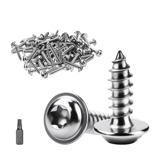 ddckj 60 Stück Blechschrauben Selbstschneidend M3x10mm Holzschrauben Torx A2 V2A Selbstschneidende Schrauben Flachkopfschrauben mit Scheibe Blechschrauben Edelstahl Vollgewinde mit T10 Bohrer von ddckj