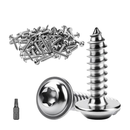 ddckj 60 Stück Blechschrauben Selbstschneidend M3x18mm Holzschrauben Torx A2 V2A Selbstschneidende Schrauben Flachkopfschrauben mit Scheibe Blechschrauben Edelstahl Vollgewinde mit T10 Bohrer von ddckj