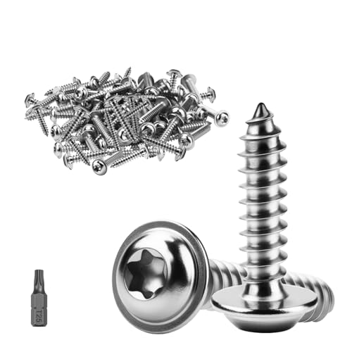 ddckj 60 Stück Blechschrauben Selbstschneidend M5x18mm Holzschrauben Torx A2 V2A Selbstschneidende Schrauben Flachkopfschrauben mit Scheibe Blechschrauben Edelstahl Vollgewinde mit T25 Bohrer von ddckj