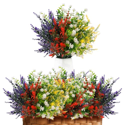 ddckj Künstliche Blumen 6 Bündel Eukalyptus Deko Künstliche Balkonpflanzen Wetterfest Kunstblumen Balkon für Haus Balkonkasten Hochzeit Dekor von ddckj