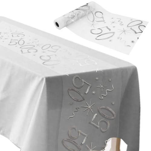 ddckj Tischläufer 50 Geburtstag Deko 28 cm x 10 m Tischdeko Geburtstag Zuschneidbar Tisch Deko Silbrig Männer und Frauen für Geburtstagsparty Jubiläumsfeier ddckj Tischläufer 50 Geburtstag Deko 28 cm x 10 m Tischdeko Geburtstag Zuschneidbar Tisch Deko Silbrig Männer und Frauen für Geburtstagsparty Jubiläumsfeier von ddckj