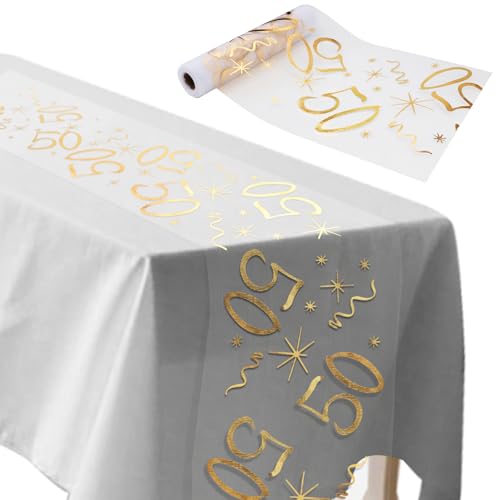 ddckj Tischläufer 50 Geburtstag Deko 28 cm x 10 m Tischdeko Geburtstag Zuschneidbar Tischläufer Gold Männer und Frauen für Geburtstagsparty Jubiläumsfeier ddckj Tischläufer 50 Geburtstag Deko 28 cm x 10 m Tischdeko Geburtstag Zuschneidbar Tischläufer Gold Männer und Frauen für Geburtstagsparty Jubiläumsfeier von ddckj
