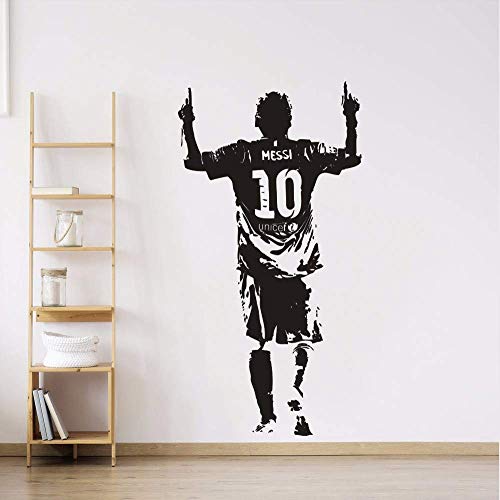 Vinyl Wandaufkleber Fußballspieler Wandtattoo Messi Fußball Fußball Star Wallpaper Abnehmbare Vinyl Messi Wandbilder 57 * 110Cm von ddpoa