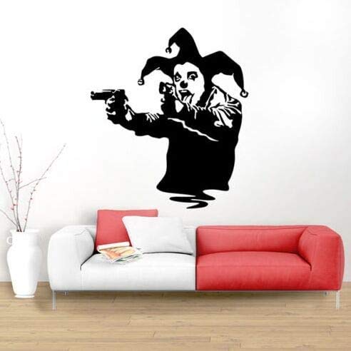 57X64Cm Clown Guns Wandtattoo Banksy Style Wandplakat Street Art Graffiti Wandbild Abnehmbarer Vinyl Clown Mit Gun Wandaufkleber von ddwan