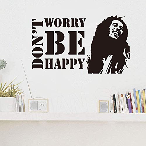 Motivation Zitate Machen Sie Sich Keine Sorgen Seien Sie Glücklich Vinyl Wandaufkleber Für Schlafzimmer Kinderzimmer Bob Marley Musiker Zitat Wandtattoo Wandbild Weiß 70X42 Cm von ddwan