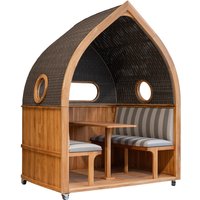 Gosch Boot - Kutter - Strandkorb 4-Sitzer Teak durchgeflochten PE Grey ERA Dessin 981 von deVries