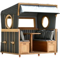Gosch-Lounge Strandkorb 6-Sitzer Teak PE Grey Dessin 537 von deVries