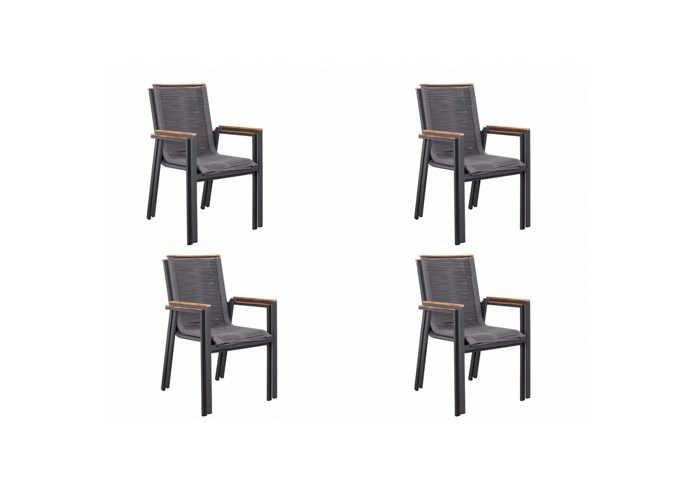 deVries Gartenstuhl deVries 4x Montana Diningstapelsessel Rope dunkelgrau 4 Stück von deVries