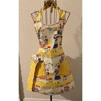 Gelb Und Rot, 50Er Jahre Küchendruck, Vintage-stil Wendeschürze, 8 Taschen, Abnehmbares Handtuch, Kochen, Putzen, Basteln, Geschenk von deannakay