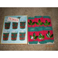 Vintage Dan-Dee Importe, New York City Weihnachtsuntersetzer; Sechs Set Vintage Weihnachtsdekor, Unterhaltsam; Barzubehör Vintage Dan-Dee Importe, New York City Weihnachtsuntersetzer; Sechs Set Vintage Weihnachtsdekor, Unterhaltsam; Barzubehör von debsvintageandmore