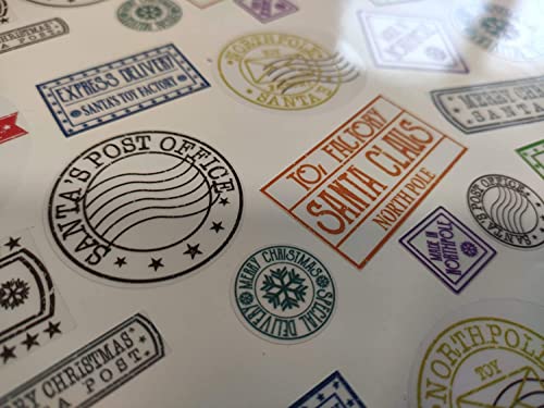 A4-Blatt, transparent, Kunststoff, Weihnachtsmann, Nordpol, Luftpost und Weihnachtsmann-Spielzeugfabrik, Aufkleber, Weihnachtspost, Briefmarken-Etiketten von decal arts