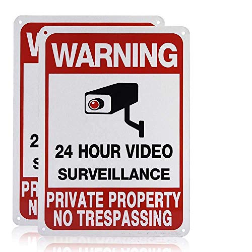 Set X2 Schilder No trespassing CCTV Video Surveillance 24h Warnschild 150 x 200 mm von decal arts