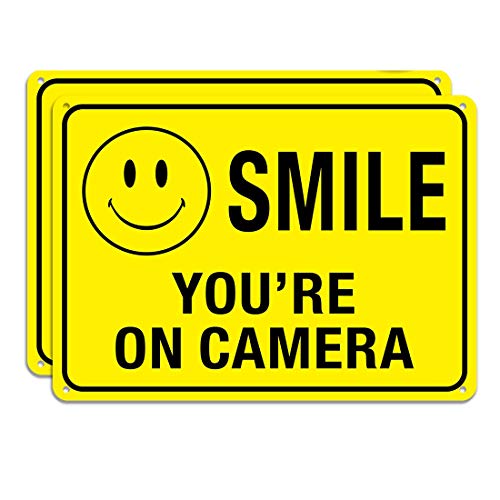 Warnschild mit Aufschrift "Smile You're on Camera", 150 x 200 mm, 2 Stück von decal arts