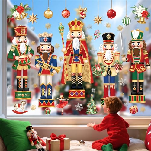 decalmile Fensterbilder Weihnachten Fensteraufkleber Nussknacker Soldat Gold Schneeflocken Fenster Abziehbilder Weihnachtsblumen Anti-Kollision Fenstersticker Glas Fensterdeko Aufkleber decalmile Fensterbilder Weihnachten Fensteraufkleber Nussknacker Soldat Gold Schneeflocken Fenster Abziehbilder Weihnachtsblumen Anti-Kollision Fenstersticker Glas Fensterdeko Aufkleber von decalmile