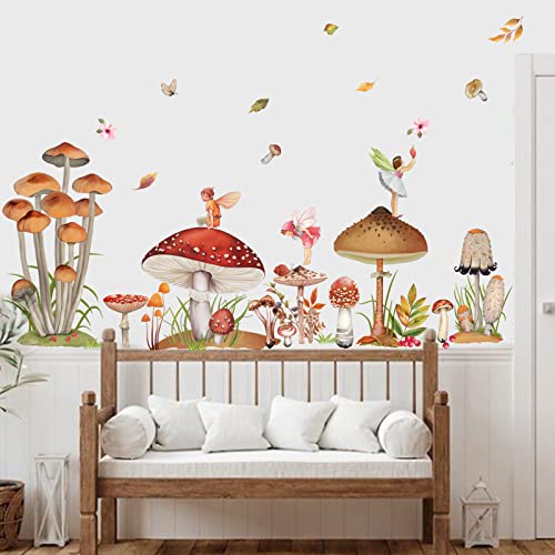 decalmile Wandtattoo Pilze Feen Wandaufkleber Elfen und Feen Wandsticker Kinderzimmer Babyzimmer Schlafzimmer Wanddeko von decalmile