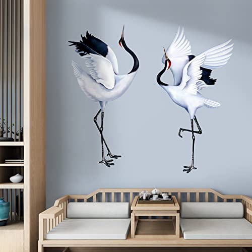 decalmile Wandtattoo Weiße Vögel Wandaufkleber Kraniche Vögel Wandsticker Schlafzimmer Wohnzimmer Sofa TV Hintergrund Wanddeko von decalmile