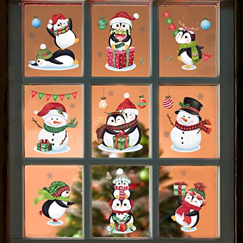 decalmile Weihnachten Fenster Wandtattoo Winter Pinguin Wandaufkleber Schneemann Pinguine Wandsticker Schneeflocke Fensteraufkleber Schaufenster Glas Tür Party Weihnachtsdeko von decalmile