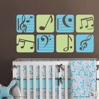 Wandtattoos Boxed Music Notes Bunte Vinyl-Kunstaufkleber Dekor Für Kinderzimmer Jungen & Mädchen Bygraphicsmesh | 8 -11" Je von decalsmurals