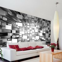 3D Farben Würfel Silber Tapete Foto Muster Wandbild Home Room Poster Deco Wandbekleidung, Wanddekoration von decalsst