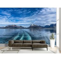 Berge Himmel Wolken Wasser Strand Welle Boot Wand Bild Wallpaper Dekoration Wandverkleidung, Wanddekoration von decalsst