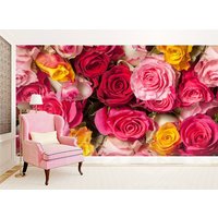 Blumen Rosen Pflanzen Tapete Wandbild Foto Muster Wand Home Room Poster Dekor Wandbedeckung, Wanddekoration von decalsst