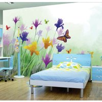 Blumenpflanzen Schmetterling Tapete Foto Wandbild Schlafzimmer Kinder Home Dekoration Wandbezug, Wanddekoration von decalsst