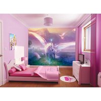 Einhorn Märchen Fantasy Tapete Wandbild Foto Kinderzimmer Poster Dekoration Wandbedeckung, Wanddekoration von decalsst