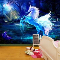 Einhorn Märchen Fantasy Tapete Wandbild Foto Kinderzimmer Poster Dekoration Wandbedeckung, Wanddekoration von decalsst