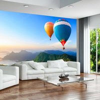 Himmel Wolken Luftballons Bergbaum Fototapete Wandbilder Home Dekoration Poster Wandbedeckung, Wanddekoration von decalsst