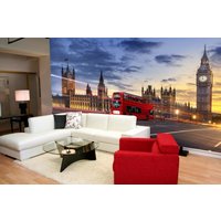 London Double Deck Bus Parlament Big Ben Wallpaper Wand Bild Dekoration Wandverkleidung, Wanddekoration von decalsst