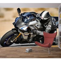 Motorrad Racing Sport Wand Wandbild Fototapete Home Room Poster Deko Wandbedeckung, Wanddekoration von decalsst