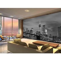 New York City Skyline Brooklyn Bridge Foto Tapete Wand Dekoration Wandverkleidung Wanddekoration von decalsst