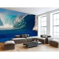 Ozean Meer Wasser Welle Strand Tapete Wand Himmel Foto Blau Sommer Poster Wandbezug, Wanddekoration von decalsst