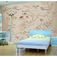 Piraten Schatzkarte Tapete Wand Wandbild Foto Schlafzimmer Kinderzimmer Wandbedeckung, Wanddekoration von decalsst