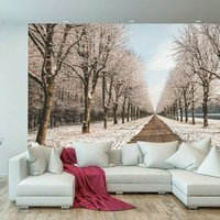 Schneeweg Winter Natur Baum Blau Himmel Fantasy Wallpaper Wandbild Foto Poster Wandverkleidung, Wanddekoration von decalsst