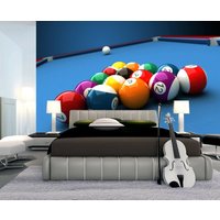 Snooker Billard Pool Tisch Cue Sport Wand Wandbild Fototapete Home Dekoration Wandbedeckung, Wanddekoration von decalsst