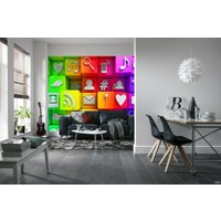 Social Media Schlafzimmer 3D Moderne Kunst Musik Regenbogen Tapete Wandbild Foto Poster Wandverkleidung, Wanddekoration von decalsst