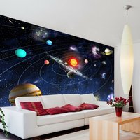Sonne Weltraum Sterne Planeten Sonnensystem Tapete Wandbild Foto Kinderzimmer Poster Wandbedeckung, Wanddekoration von decalsst