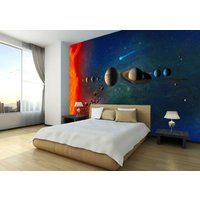 Space Stars Planets Sonnensystem Tapete Wandbild Foto Kinderzimmer Wandbedeckung, Wanddekoration von decalsst