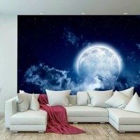 Vollmond Sterne Himmel Nacht Tapete Bildwand Kinder Schlafzimmer Home Poster Deco Wandbezug, Wanddekoration von decalsst