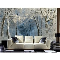 Weißer Schnee Winter Bäume Wald Foto Tapete Wandbild Zimmer Poster Dekoration Wandbezug, Wanddekoration von decalsst