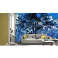 Weißer Schnee Winter Baum Nebel Frost Foto Tapete Wandbild Zimmer Poster Dekoration Wandverkleidung, Wanddekoration von decalsst