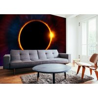 Weltraum Sonne Mond Sonnenfinsternis Sterne Planeten Tapete Wandbild Foto Home Poster Deko Wandbedeckung, Wanddekoration von decalsst