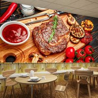 steak Bbq Grill Fleisch Essen Tapete Mural Restaurant Küche Poster Dekoration Wandverkleidung, Wanddekoration steak Bbq Grill Fleisch Essen Tapete Mural Restaurant Küche Poster Dekoration Wandverkleidung, Wanddekoration von decalsst