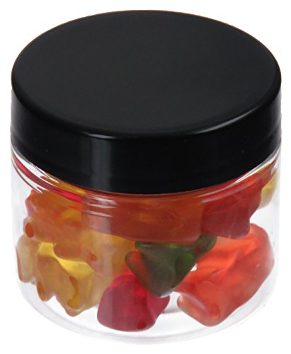 50 ml PET Tiegel transparent, mit Plastikdeckel schwarz, 20 Stück von DECARRO