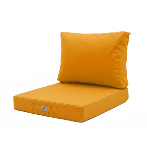 Set mit 2 Kissen, abnehmbarer Bezug, gelb, für Gartenmöbel, Premium-Komfort, UV-Schutz, Sitzfläche: 60 x 60 cm, Rückenlehne: 35 x 60 cm – Deko Arts Set mit 2 Kissen, abnehmbarer Bezug, gelb, für Gartenmöbel, Premium-Komfort, UV-Schutz, Sitzfläche: 60 x 60 cm, Rückenlehne: 35 x 60 cm – Deko Arts von deco arts