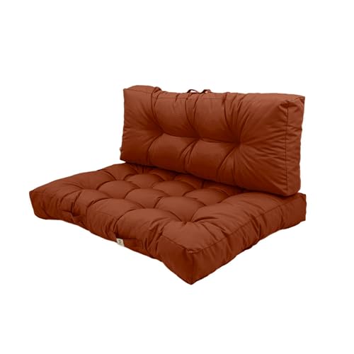 deco arts Palettenkissen – 2 Stück Palettenmatratzen für Gartenmöbel, weich gepolstert, Öko-TEX – wasserabweisende Behandlung – 120 x 80 cm, 9 kg, Terrakotta von deco arts