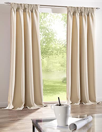 deco home Blickdichter Vorhang Brilliant mit Kräuselband in Creme 2er Set mit Verdunkelungseffekt Gardinen | 140 x 175cm deco home Blickdichter Vorhang Brilliant mit Kräuselband in Creme 2er Set mit Verdunkelungseffekt Gardinen | 140 x 175cm von deco home